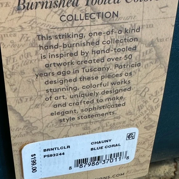 Patricia Nash-Chauny-Satchel Crossbody-Blue Coral-Tooled Leather-Purse & Wallet - Picture 10 of 15